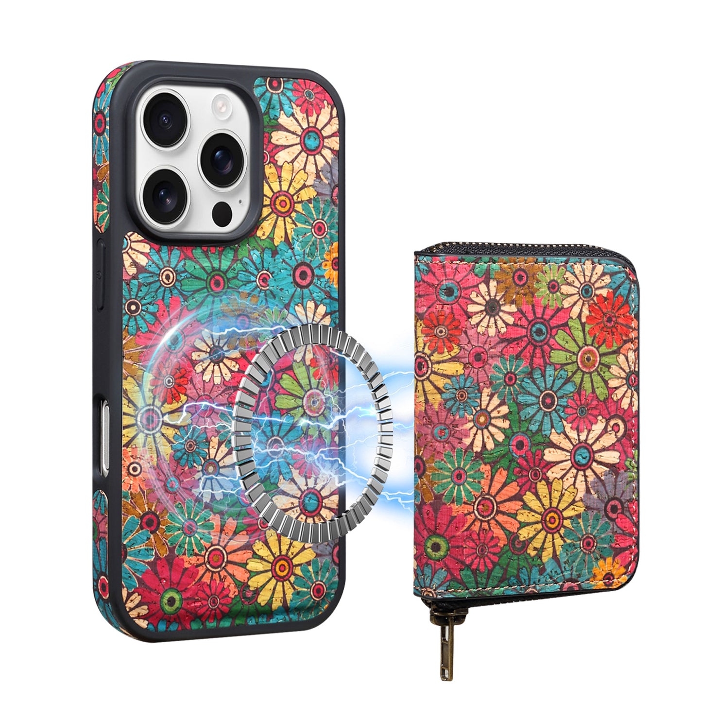 iPhone Magnetic Zipper Wallet Case