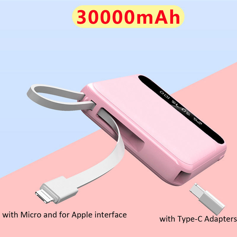 Portable Power Bank with Built-in Cables