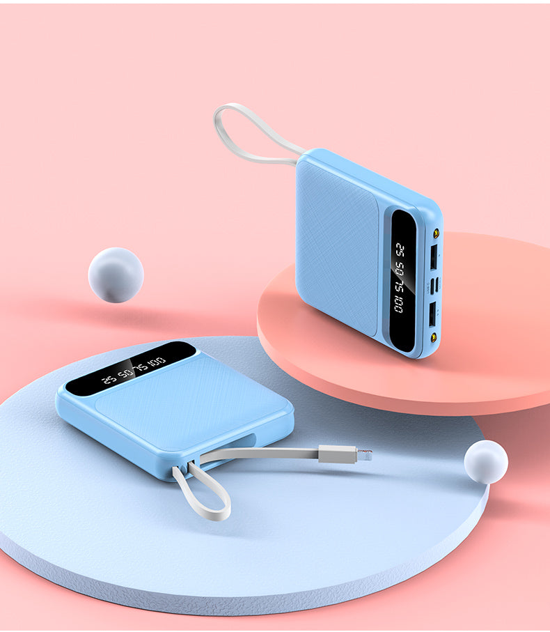 Portable Power Bank with Built-in Cables