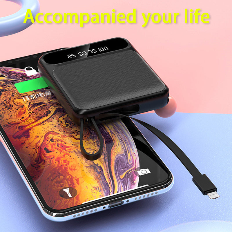 Portable Power Bank with Built-in Cables