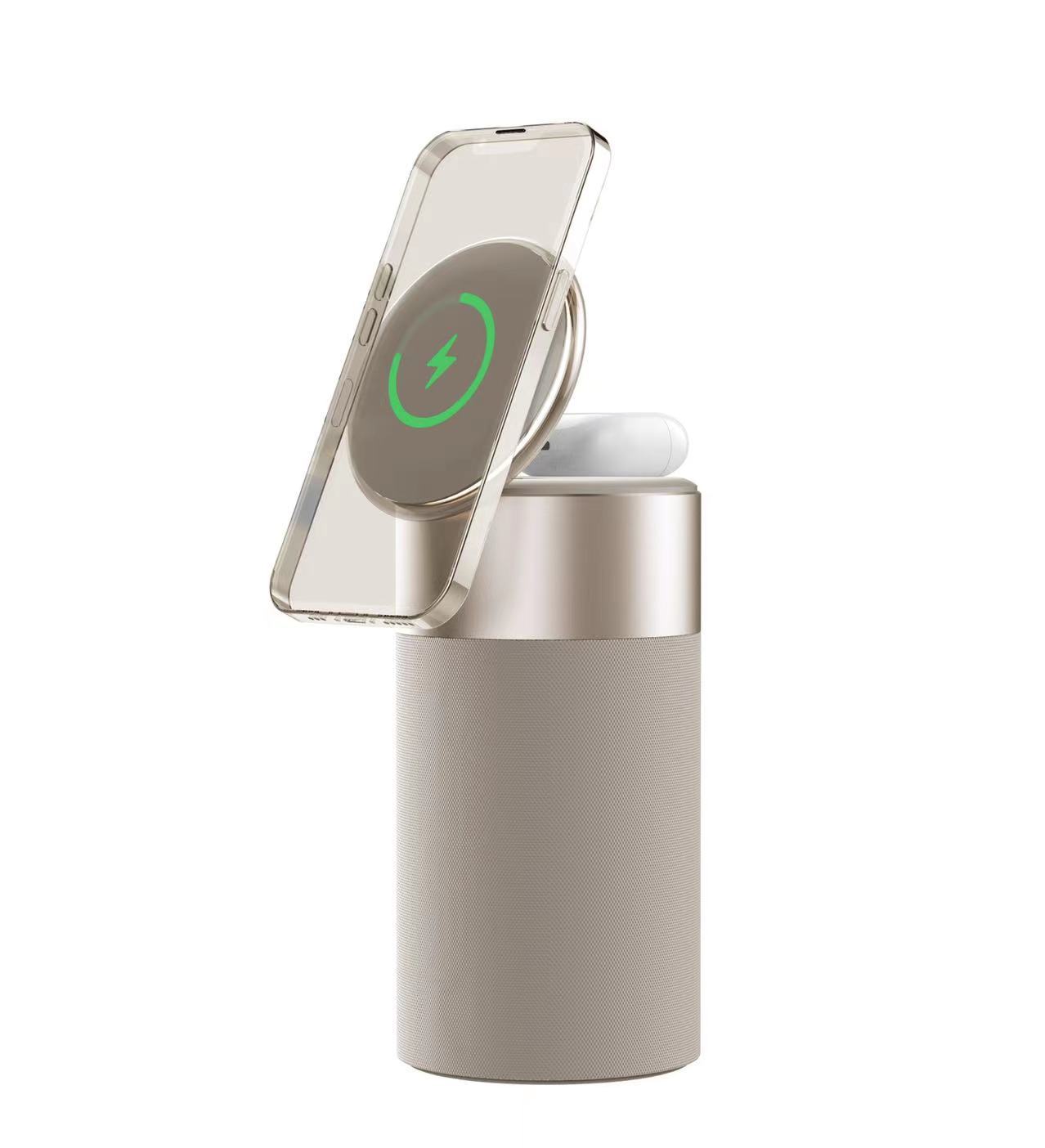 3-in-1 Wireless Charging Station - with Speaker & Touch Lamp