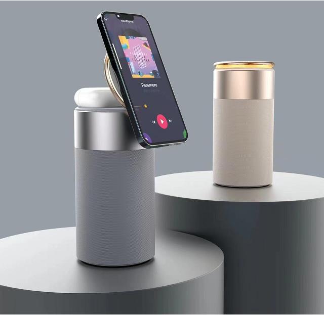 3-in-1 Wireless Charging Station - with Speaker & Touch Lamp