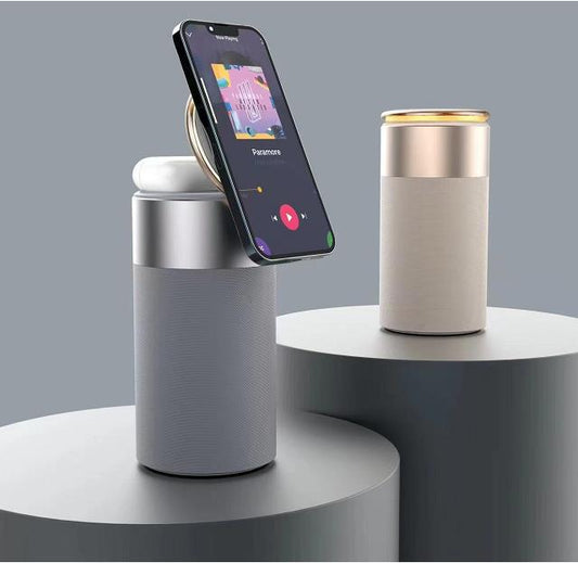 3-in-1 Wireless Charging Station - with Speaker & Touch Lamp
